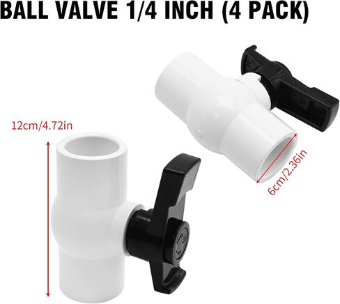 VIKKSAER 4Pcs 1-1/2" PVC Ball Valve Quarter-Turn Valve Shut-Off Valve with Handle and Easy To Rotate Rated At 150 PSI 48.3mm 1-1/2" Socket in Saudi Arabia