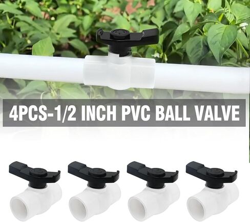 VIKKSAER 4Pcs 1-1/2" PVC Ball Valve Quarter-Turn Valve Shut-Off Valve with Handle and Easy To Rotate Rated At 150 PSI 48.3mm 1-1/2" Socket in Saudi Arabia