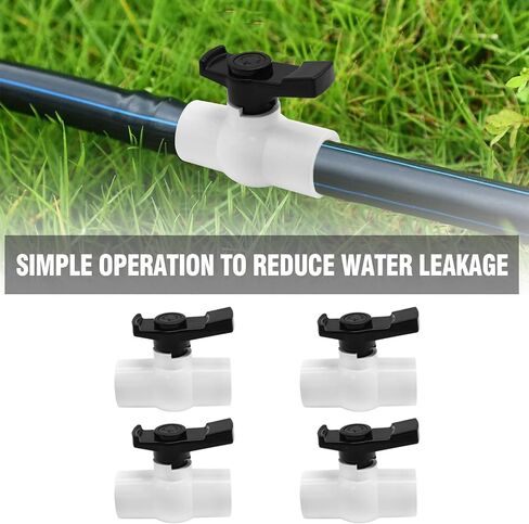 VIKKSAER 4Pcs 1-1/2" PVC Ball Valve Quarter-Turn Valve Shut-Off Valve with Handle and Easy To Rotate Rated At 150 PSI 48.3mm 1-1/2" Socket in Saudi Arabia