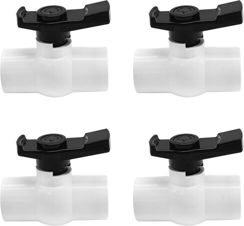 VIKKSAER 4Pcs 1-1/2" PVC Ball Valve Quarter-Turn Valve Shut-Off Valve with Handle and Easy To Rotate Rated At 150 PSI 48.3mm 1-1/2" Socket in Saudi Arabia