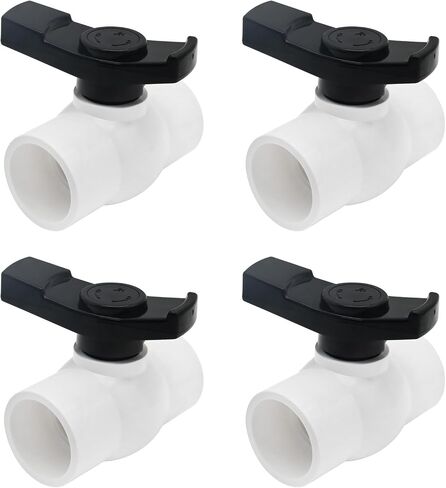 VIKKSAER 4Pcs 1-1/2" PVC Ball Valve Quarter-Turn Valve Shut-Off Valve with Handle and Easy To Rotate Rated At 150 PSI 48.3mm 1-1/2" Socket in Saudi Arabia
