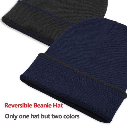 ZOORON 1Pack Unisex Reversible Beanie for Men Women Men's Warm Winter Hats Knit Cuff Beanie Cap,Reversible Double-Side-Wear in Kuwait