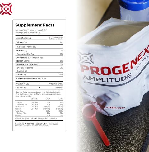 Progenex® Amplitude Creatine Peptides | Increases Lean Muscle Mass | Augments Energy and Explosiveness in Workouts | Tasteless and Mixes Well | 60 Servings in Saudi Arabia