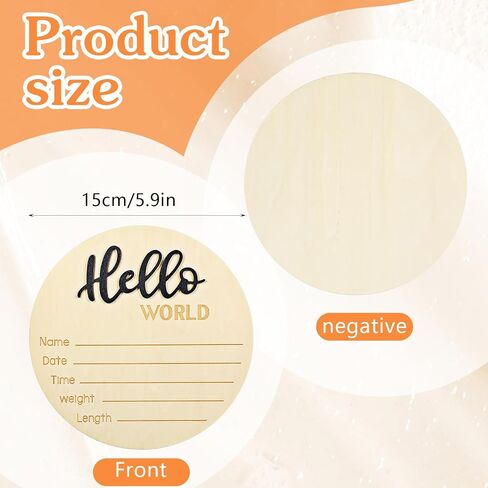 Hello World Newborn Sign 5.9 Inch Wooden Birth Announcement Sign Baby Announcement Sign Baby Name Sign Hello World Nursery Decor Sign for Photo Props Baby Shower Hospital Nursery Gift(Black) in Saudi Arabia