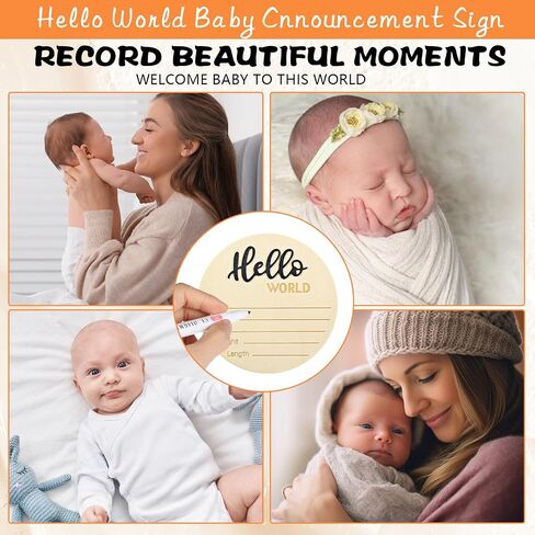 Hello World Newborn Sign 5.9 Inch Wooden Birth Announcement Sign Baby Announcement Sign Baby Name Sign Hello World Nursery Decor Sign for Photo Props Baby Shower Hospital Nursery Gift(Black) in Saudi Arabia