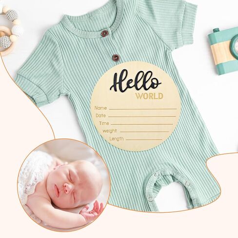 Hello World Newborn Sign 5.9 Inch Wooden Birth Announcement Sign Baby Announcement Sign Baby Name Sign Hello World Nursery Decor Sign for Photo Props Baby Shower Hospital Nursery Gift(Black) in Saudi Arabia