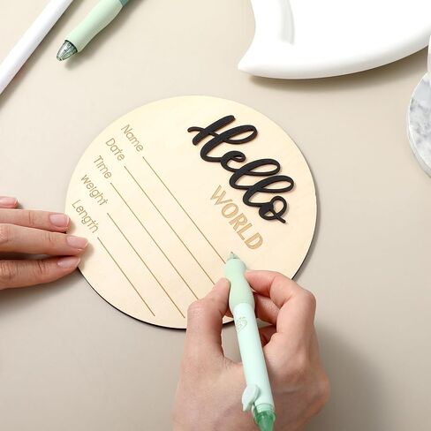 Hello World Newborn Sign 5.9 Inch Wooden Birth Announcement Sign Baby Announcement Sign Baby Name Sign Hello World Nursery Decor Sign for Photo Props Baby Shower Hospital Nursery Gift(Black) in Saudi Arabia
