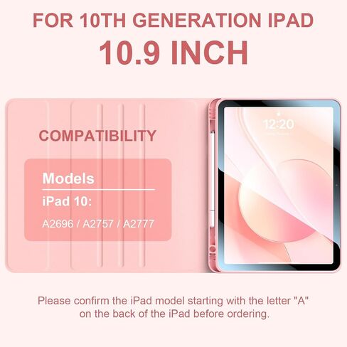 حافظة iPad الجيل العاشر مع لوحة مفاتيح 10.9 بوصة غطاء لوحة مفاتيح قابل للطي لاسلكي مع حامل أقلام وقرص مغناطيسي وأقلام لمس عالمية لجهاز iPad الجديد الجيل العاشر 2022 (وردي) in Saudi Arabia