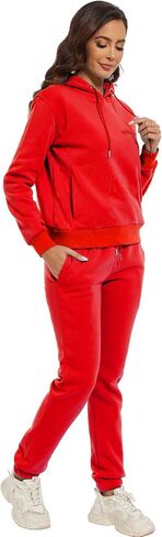 Womens 2 Piece Outfits 2024 Long Sleeve Sweatsuit Fall Winter Pullover Hoodies Jogger Matching Tracksuit Lounge Set in Saudi Arabia