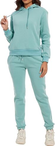 Womens 2 Piece Outfits 2024 Long Sleeve Sweatsuit Fall Winter Pullover Hoodies Jogger Matching Tracksuit Lounge Set in Saudi Arabia