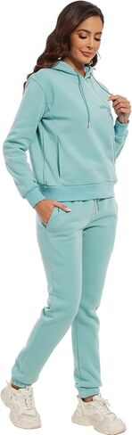 Womens 2 Piece Outfits 2024 Long Sleeve Sweatsuit Fall Winter Pullover Hoodies Jogger Matching Tracksuit Lounge Set in Saudi Arabia