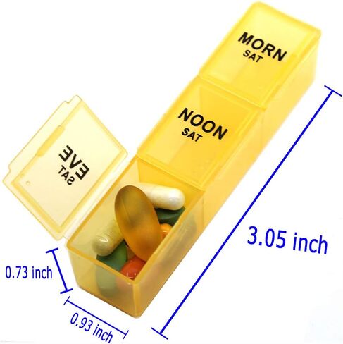 Weekly Pill Organizer, 3 Times a Day, 7-Day Pill Box, Portable Travel Prescription Pill Case Dispenser, Vitamin Fish Oil Compartments Container, Daily Calcium DHA Supplement Holder Reminder in Saudi Arabia