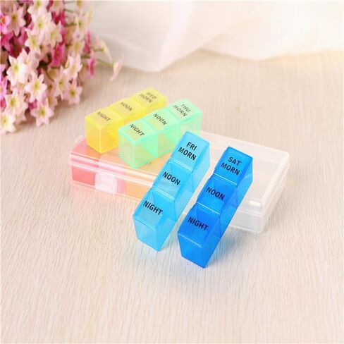 Weekly Pill Organizer, 3 Times a Day, 7-Day Pill Box, Portable Travel Prescription Pill Case Dispenser, Vitamin Fish Oil Compartments Container, Daily Calcium DHA Supplement Holder Reminder in Saudi Arabia