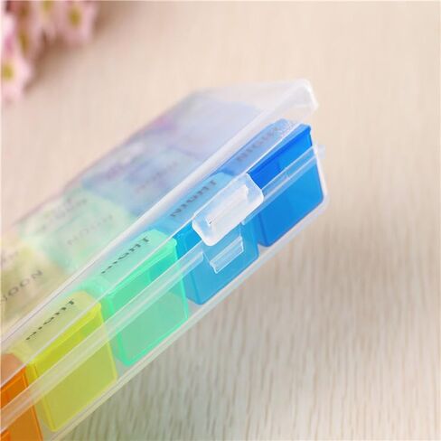 Weekly Pill Organizer, 3 Times a Day, 7-Day Pill Box, Portable Travel Prescription Pill Case Dispenser, Vitamin Fish Oil Compartments Container, Daily Calcium DHA Supplement Holder Reminder in Saudi Arabia