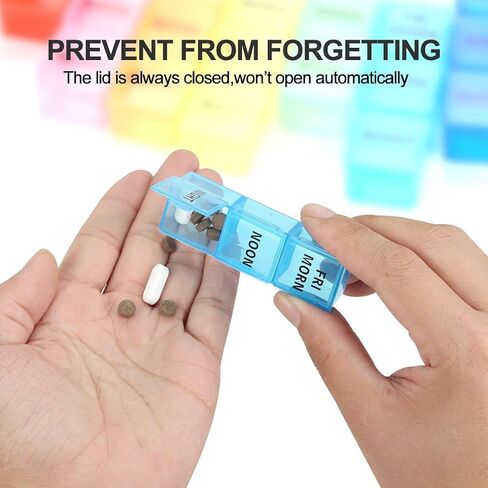 Weekly Pill Organizer, 3 Times a Day, 7-Day Pill Box, Portable Travel Prescription Pill Case Dispenser, Vitamin Fish Oil Compartments Container, Daily Calcium DHA Supplement Holder Reminder in Saudi Arabia