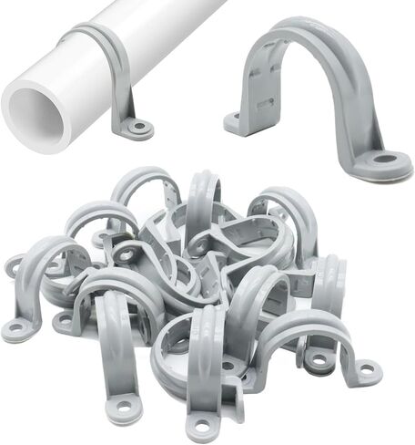 PVC Pipe Strap, 2-Holes Conduit Pipe Clamps Plastic Pipe Supports for PVC Pipes, Conduit and Cables (3 inch, 8Pack) in Kuwait