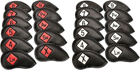 Golf Iron Headcover Club Head Cover Protection Sticker Closure, Black+Red in Saudi Arabia