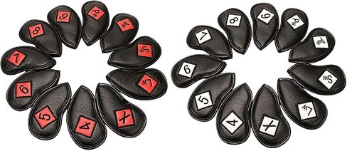 Golf Iron Headcover Club Head Cover Protection Sticker Closure, Black+Red in Saudi Arabia