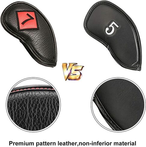 Golf Iron Headcover Club Head Cover Protection Sticker Closure, Black+Red in Saudi Arabia