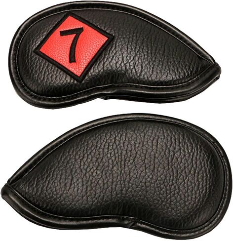 Golf Iron Headcover Club Head Cover Protection Sticker Closure, Black+Red in Saudi Arabia