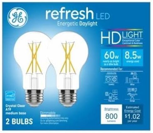 مصابيح GE Lighting 93129022 LED، A19، 800 لومن، 8.5 واط، 2 قطعة. - الكمية 1 in Saudi Arabia