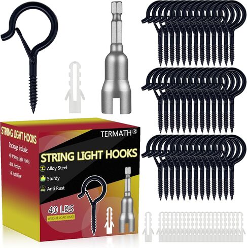 22PCS Outdoor String Light Hooks,Plant Hangers,Screw Eyes Hooks,Wind Chimes Hooks,Cup Hooks in Kuwait