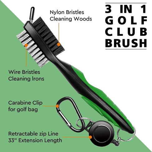 JKL Golf Towel and Brush Set - Includes a Waffle Pattern Towel w Clip,Golf Divot Repair Tool and 3 in 1 Golf Club Brush.Golf Accessories for Bag Essentials Best Golf Gifts for Men/Women (Green) in Saudi Arabia
