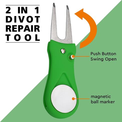 JKL Golf Towel and Brush Set - Includes a Waffle Pattern Towel w Clip,Golf Divot Repair Tool and 3 in 1 Golf Club Brush.Golf Accessories for Bag Essentials Best Golf Gifts for Men/Women (Green) in Saudi Arabia
