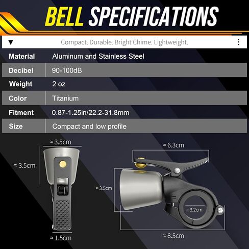 BLITZU Bike Bell Classic Bicycle Bell for Kids and Adults Road Bike, Mountain Bike. Loud Crisp Clear Sound. Bike Accessories, Fit for 0.87-1.25in/22.2-31.8mm Handlebars. in Saudi Arabia