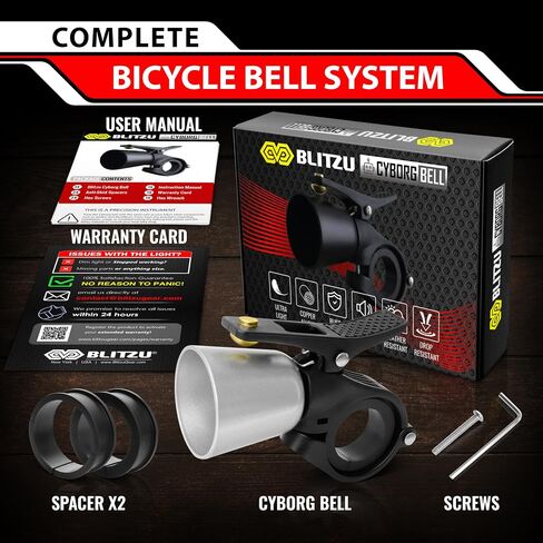 BLITZU Bike Bell Classic Bicycle Bell for Kids and Adults Road Bike, Mountain Bike. Loud Crisp Clear Sound. Bike Accessories, Fit for 0.87-1.25in/22.2-31.8mm Handlebars. in Saudi Arabia