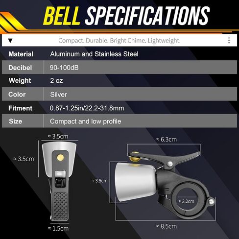 BLITZU Bike Bell Classic Bicycle Bell for Kids and Adults Road Bike, Mountain Bike. Loud Crisp Clear Sound. Bike Accessories, Fit for 0.87-1.25in/22.2-31.8mm Handlebars. in Saudi Arabia