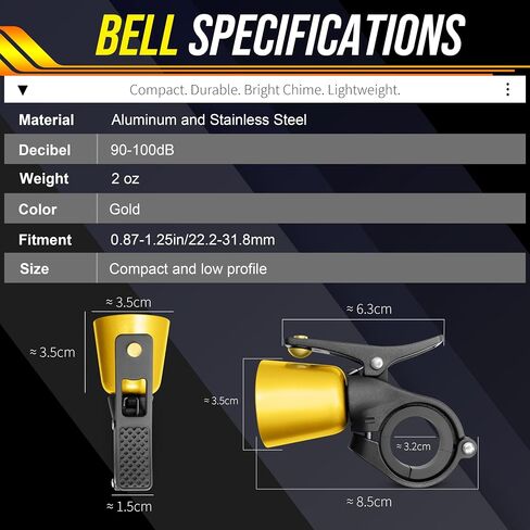 BLITZU Bike Bell Classic Bicycle Bell for Kids and Adults Road Bike, Mountain Bike. Loud Crisp Clear Sound. Bike Accessories, Fit for 0.87-1.25in/22.2-31.8mm Handlebars. in Saudi Arabia