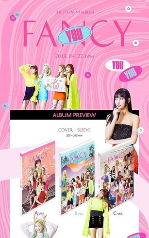 الألبوم المصغر السابع من TWICE - FANCY YOU [C ver. ]+1 ملصق مطوي+1 بطاقة صورة إضافية+1 قناع أيدول+1 مرآة يد للجيب in Kuwait