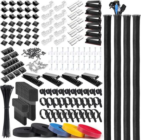 Cable Management Kit, Multiple Wire Management, Cable Ties Adhesive Cable Clips Cord Holder Wire Organizer Sleeve, Multifunction Cable Management Under Desk for Home, Office, Data Centers in Saudi Arabia