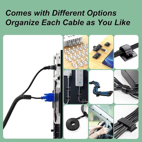 Cable Management Kit, Multiple Wire Management, Cable Ties Adhesive Cable Clips Cord Holder Wire Organizer Sleeve, Multifunction Cable Management Under Desk for Home, Office, Data Centers in Saudi Arabia