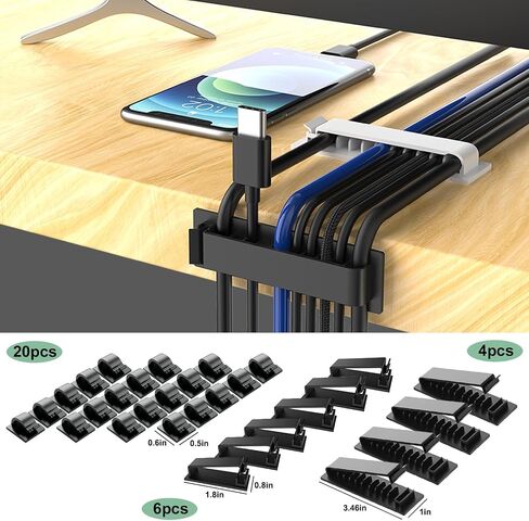 Cable Management Kit, Multiple Wire Management, Cable Ties Adhesive Cable Clips Cord Holder Wire Organizer Sleeve, Multifunction Cable Management Under Desk for Home, Office, Data Centers in Saudi Arabia