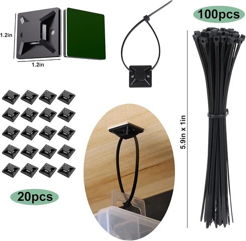 Cable Management Kit, Multiple Wire Management, Cable Ties Adhesive Cable Clips Cord Holder Wire Organizer Sleeve, Multifunction Cable Management Under Desk for Home, Office, Data Centers in Saudi Arabia