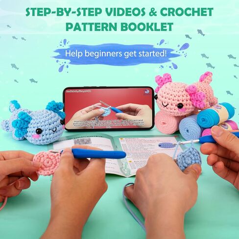 Crochet Kit for Beginners, Crochet Starter Kit w Step-by-Step Video Tutorials, Beginner Crochet Kit for Adults Kids Women Men Complete Kit Included (Otter Mom and Baby) in Saudi Arabia