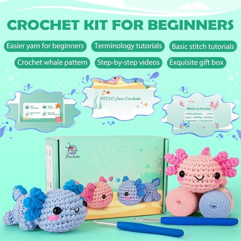 Crochet Kit for Beginners, Crochet Starter Kit w Step-by-Step Video Tutorials, Beginner Crochet Kit for Adults Kids Women Men Complete Kit Included (Otter Mom and Baby) in Saudi Arabia