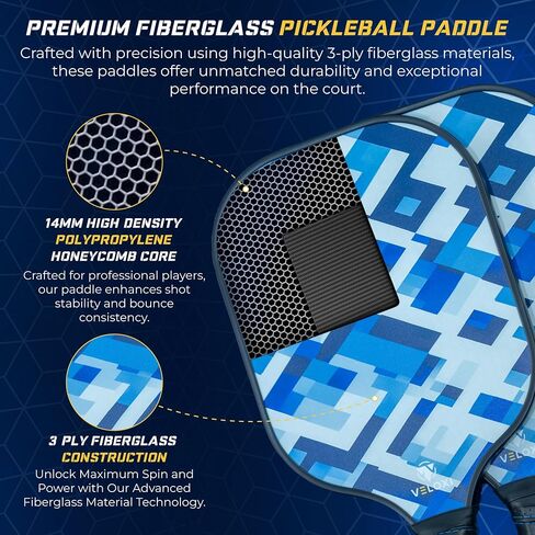 Pickleball Paddles Set of 2 - Fiberglass Surface 14MM Large Sweetspot More Control Pickleball Set - Pickle Ball Rackets for Men Women in Saudi Arabia
