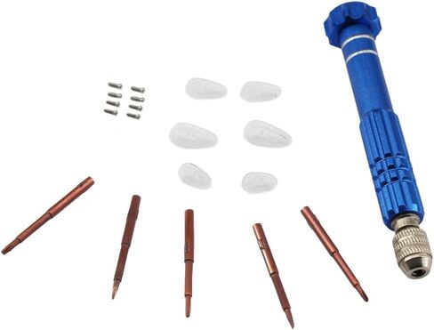 5-in-1 Micro Eye Glasses Tightening/Fixing Tools Pocket Size Screwdriver Repair Kit Including Screws and Nose Pads for Glasses,Cellphone, Watch, Laptop Purple in Saudi Arabia