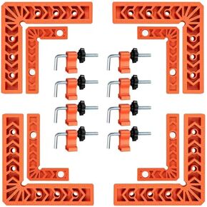 90 Degree Clamp,Positioning Squares,(3" 4") x 8 Right Angle Clamp with 8 Clamp, Boxes ABS Plastic L-Shaped Tool Corner Clamps Woodworking Tool for Pictures Frames, Cabinets,