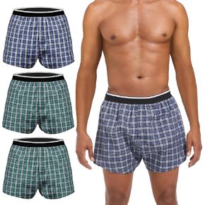 Mens Incontinence Underwear Washable Regular Absorbency Leakproof Underwear Boxers Pack of 3 (Small, 2 Green/Blue)