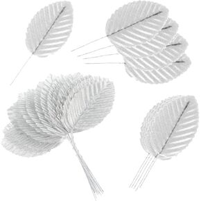 Artificial Leaves 200 Pcs Green Leaves For Crafts Silk Fake Leaves Bulk Faux Wired Single Leaf Wire Crafts Leaves Plastic Artificial Flowers Silk Leaves For DIY Wreaths Wedding Christmas (Dark Green)