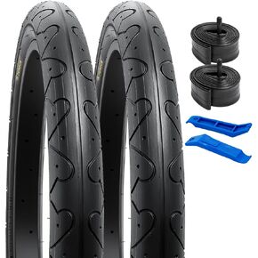 YUNSCM 2-PCS 20" Road Bike Tires 20 x 2.125/57-406 and 20" Bike Tubes Schrader Valve Compatible with 20x1.95 20x2.0 20x2.10 20x2.125 20x2.15 Bike Bicycle Tires and Tubes (P-1099)