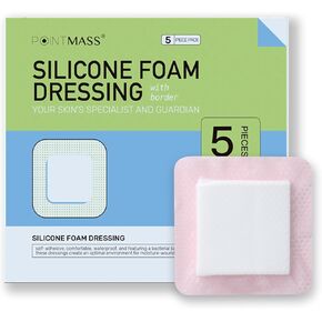 Silicone Foam Dressing 5 Pack:4"x4" Waterproof Silicone Bandages for Wounds, Bed Sore, Pressure Sore, Leg Ulcer, Diabetic Ulcer, Super Absorbent & Breathable for Optimal Wound Care