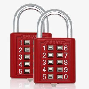 2psc MIONI Guard Security 10 Digit Push Button Combination Padlock, 5 Digit Locking Mechanism
