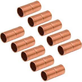 Straight Copper Fittings,7/8 Inch ID Welding Joint for HVAC Units, with Rolled Tube Stop Sweat Ends,Pack of 10