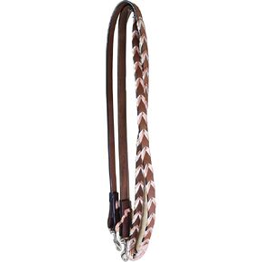 CHALLENGER Horse Western Brown Leather 8' Rose Silver Laced Barrel Contest Reins 66AA06