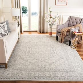 SAFAVIEH Adirondack Collection Accent Rug - 4' x 6', Ivory & Silver, Oriental Medallion Design, Non-Shedding & Easy Care, Ideal for High Traffic Areas in Entryway, Living Room, Bedroom (ADR108B)